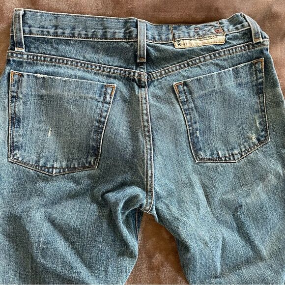 4 Stroke Denim Men's Blue Distressed Jeans Button Up Size 32/34 - Picture 12 of 14